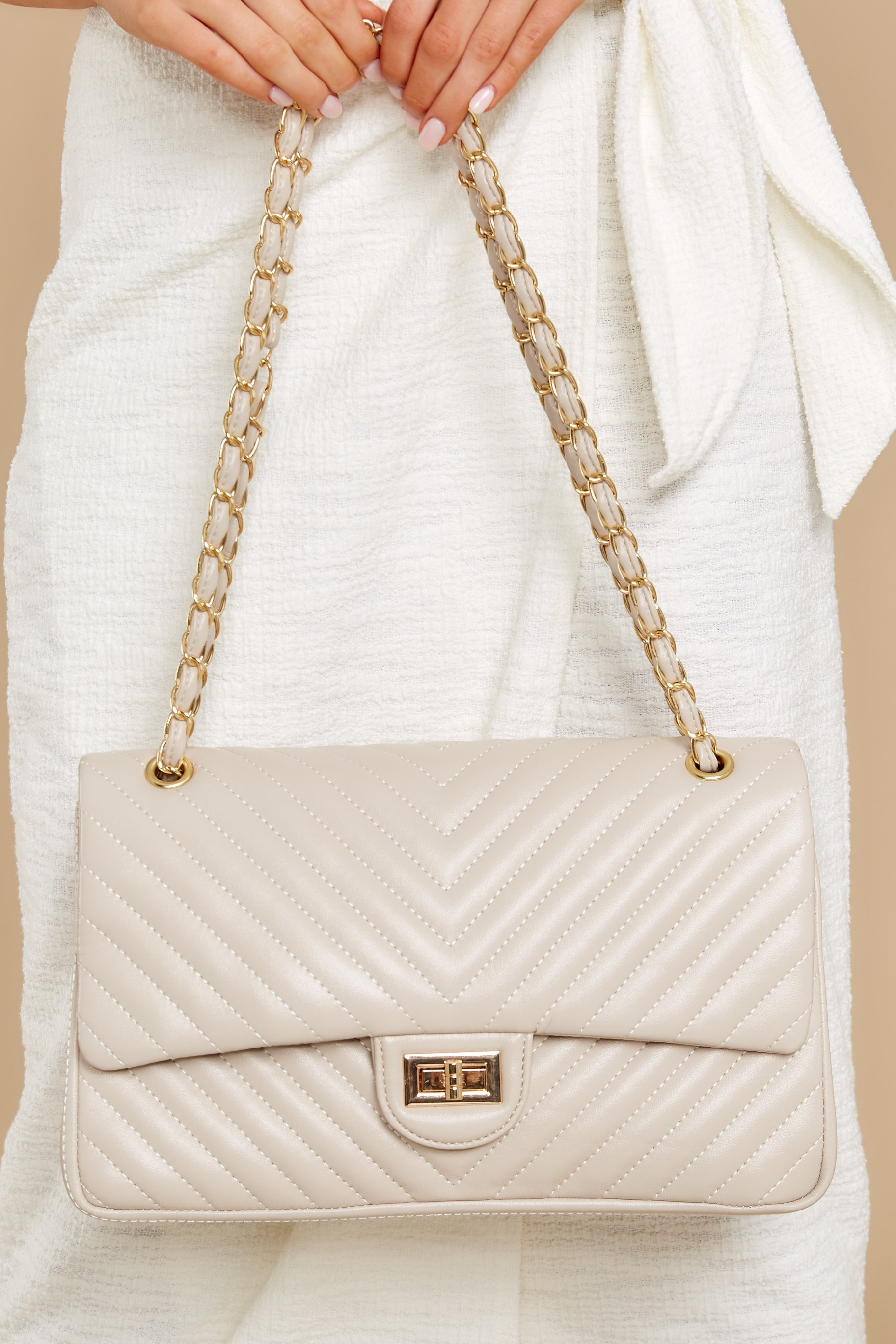Polished And Poised Nude Bag White | Red Dress 