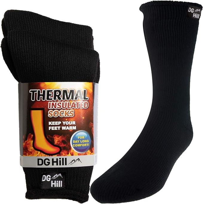 DG Hill (2pk) Mens Thick Heat Trapping Insulated Boot Thermal Socks Pack Warm Winter Crew For Col... | Amazon (US)