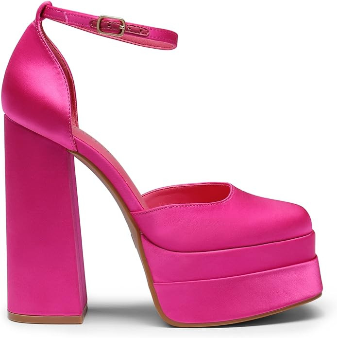 DREAM PAIRS Women’s High Chunky Platform Closed Toe Block Heels Square Toe Ankle Strap Dress We... | Amazon (US)