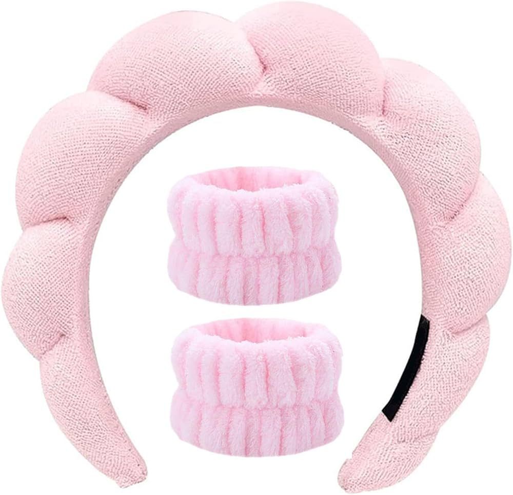 Fecawd Skincare Headbands for Women, Sponge Makeup Headband Set, Spa Headband for Washing Face Wr... | Amazon (US)