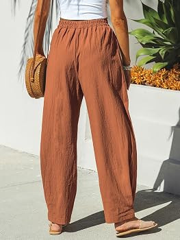CUPSHE Women's Pants Patch Pocket Tapered Leg Elastic Waist Long Pant Casual Beach Vacation Runni... | Amazon (US)