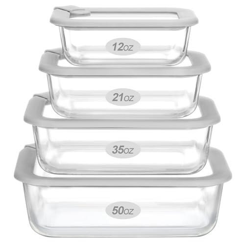 EcoEvo Glass Food Containers with Glass Lid (Grey-J4R) | Amazon (US)