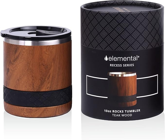 Elemental Recess Lowball Tumbler, 10oz Triple Wall Stainless Steel Cup with Non-Shattered Tritan ... | Amazon (US)