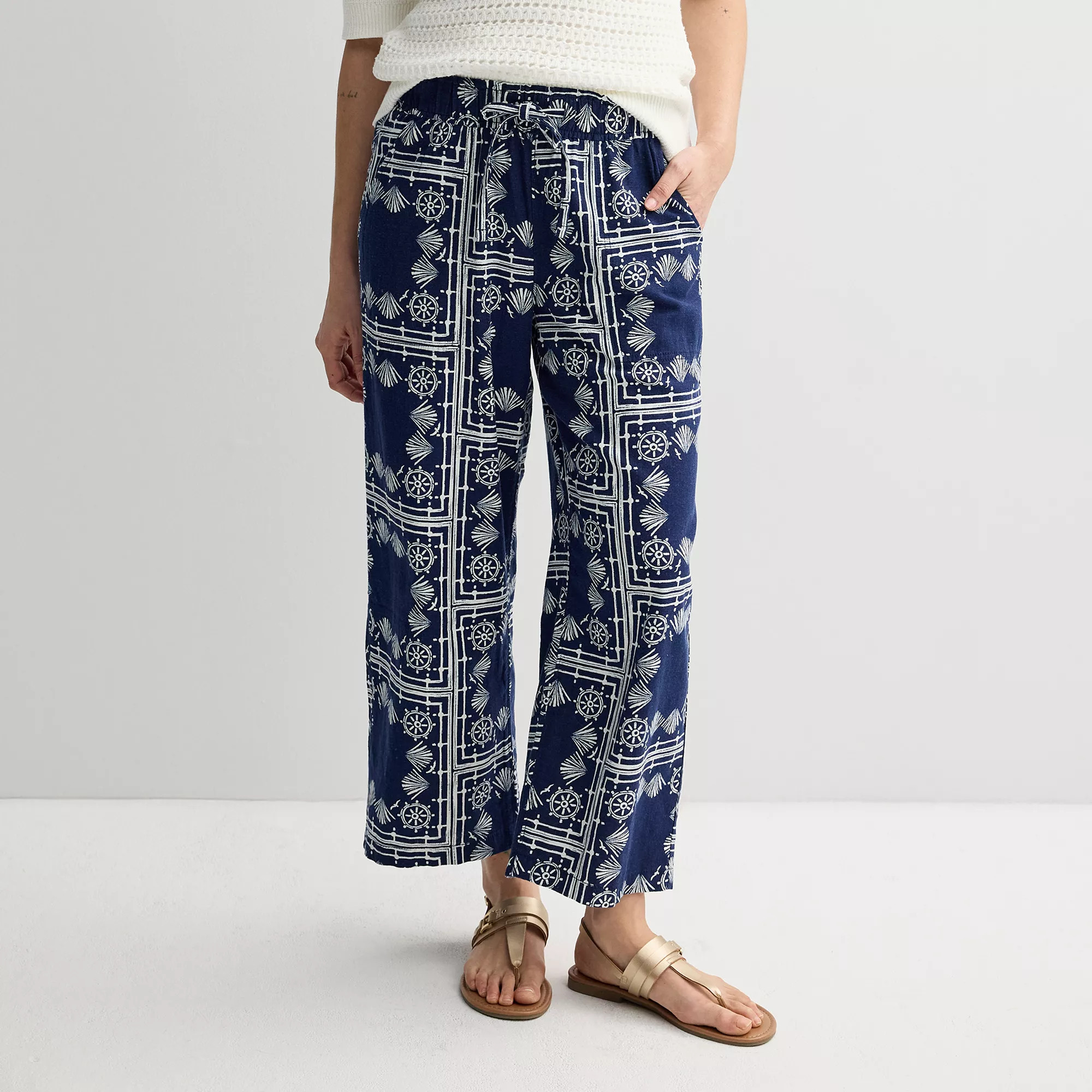 Petite Sonoma Goods For Life® Linen Wide Leg Ankle Pants | Kohl's
