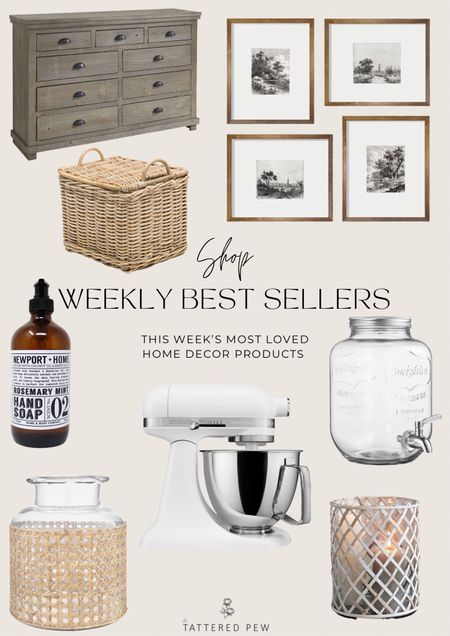 Shop this week’s most-loved products from Amazon! 

KitchenAid stand mixer, glass drink dispenser, kitchen soap, cane glass vase, rustic dresser, wall art  

#LTKFind #LTKstyletip #LTKhome