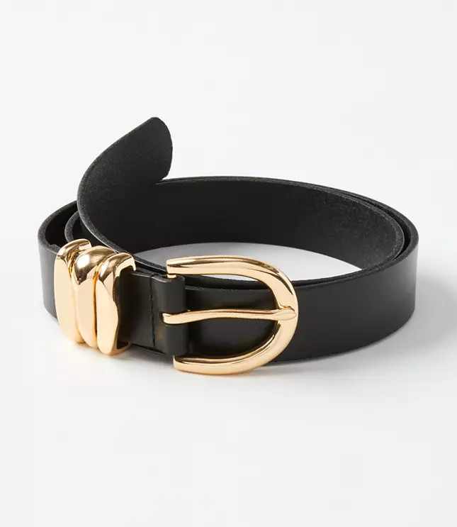Molded Buckle Leather Belt | LOFT