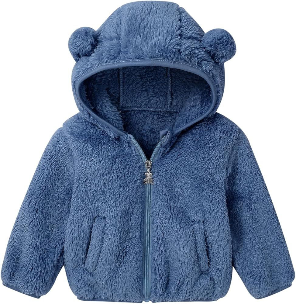 Baby Toddler Boys Girls Fleece Jacket with Hood Zip Up Cute Bear Coats for Infant Boys Girls Fuzz... | Amazon (US)