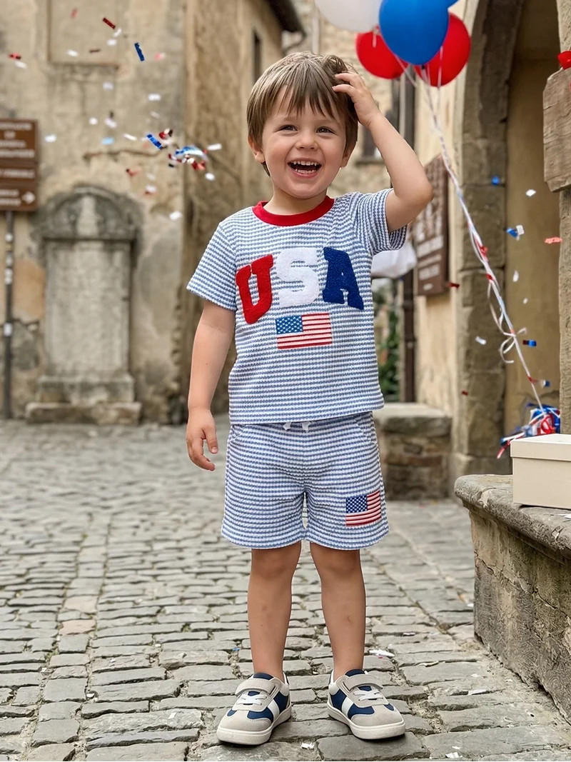 Loicainy 2Pcs Baby Toddler Boy 4th of July Clothes 6 12 18 24 Months 2T 3T Lettered Flag Embroide... | Walmart (US)