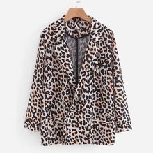 Leopard Print Cuffed Blazer | SHEIN