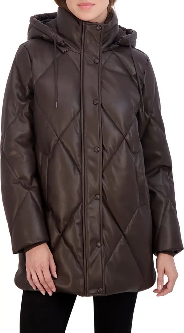 Faux Leather Hooded Puffer Jacket | Nordstrom Rack