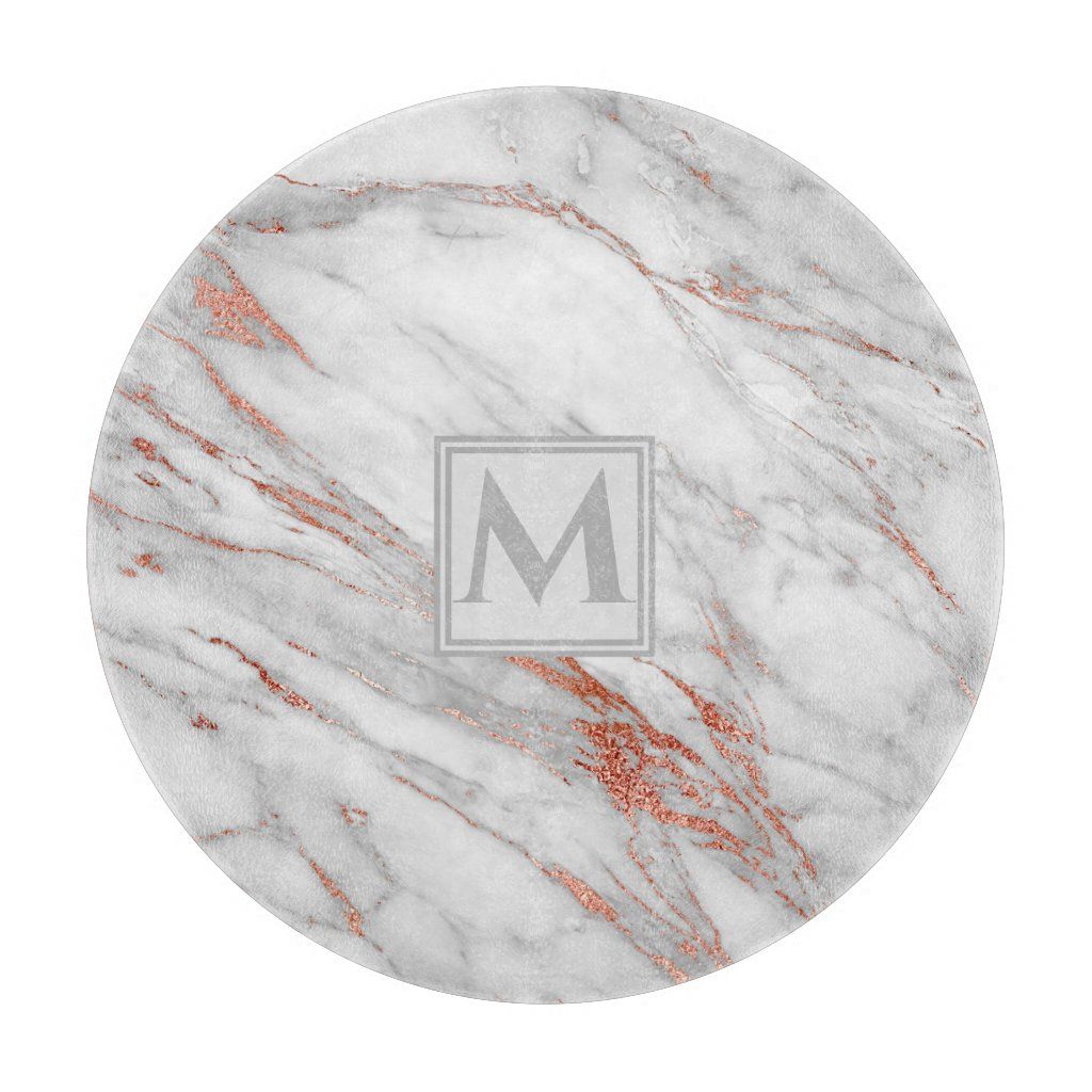 Monogram Elegant Rose Gold Copper White Marble | Zazzle