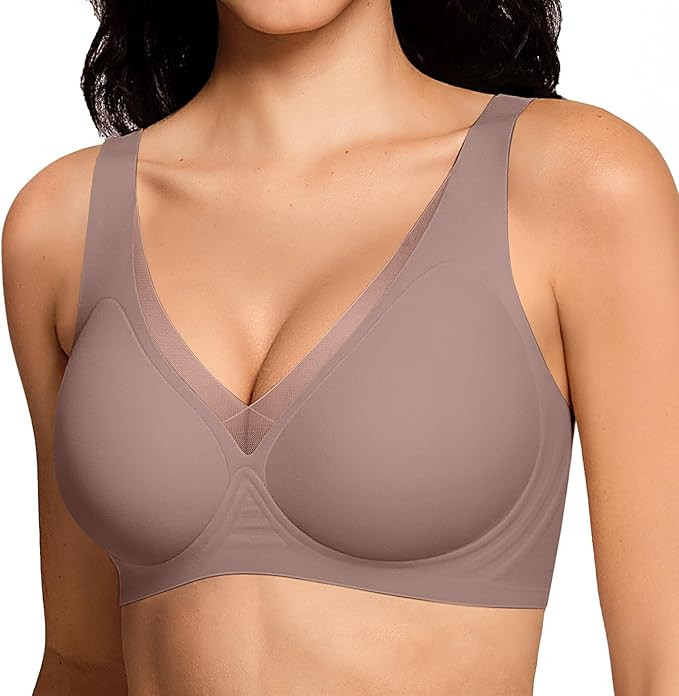 Deep V Wireless Jelly Bras for Women No Underwire Seamless Push Up Comfortable Tshirt Bralettes E... | Amazon (US)