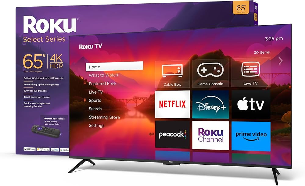 Roku Smart TV – 65-Inch Select Series 4K HDR RokuTV Enhanced Voice Remote, Brilliant 4K Picture... | Amazon (US)