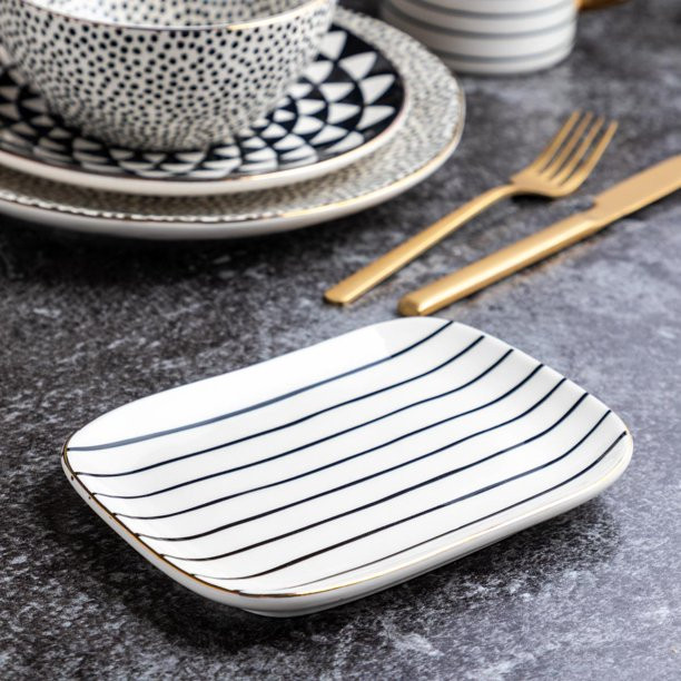 Thyme & Table Dinnerware Assorted Patterns Stoneware Appetizer Plates | Walmart (US)