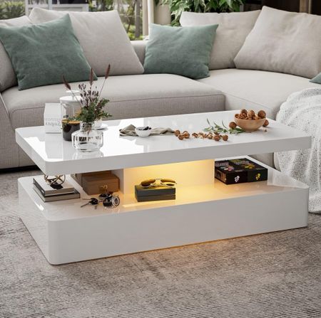 Modern High Glossy White Coffee Table with 16 Colors LED Lights 

#LTKStyleTip #LTKHome