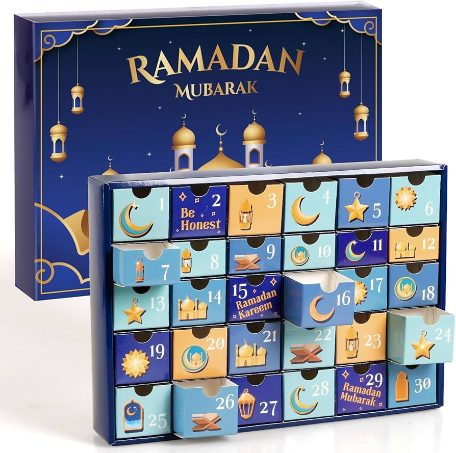 MOVINPE Ramdan Calendar with Drawers 2026 Ramadan Gifts for Kids, 30 Pre-Assembled Empty Boxes Ei... | Amazon (US)