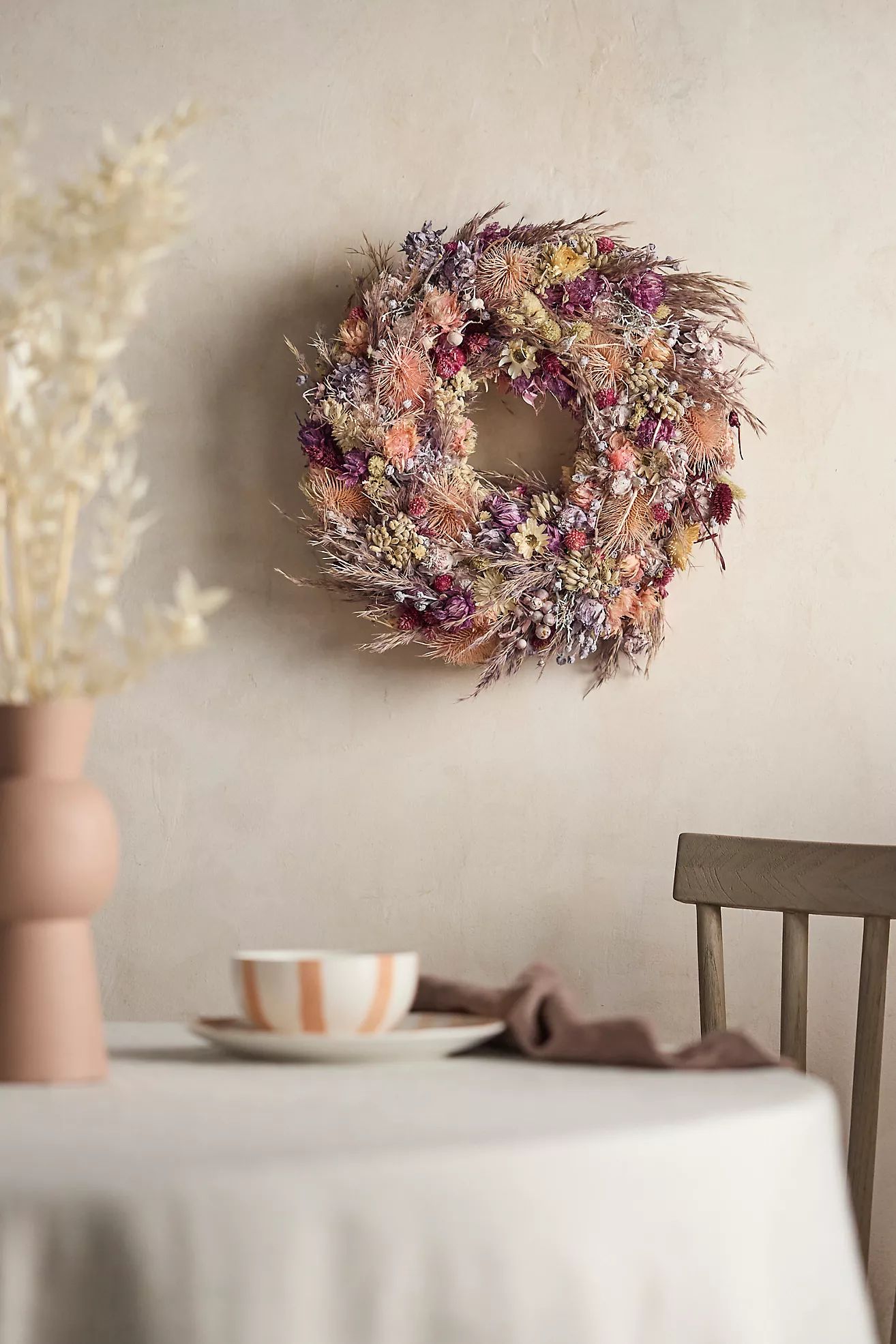 Dried Fuchsia Florals Wreath | Terrain