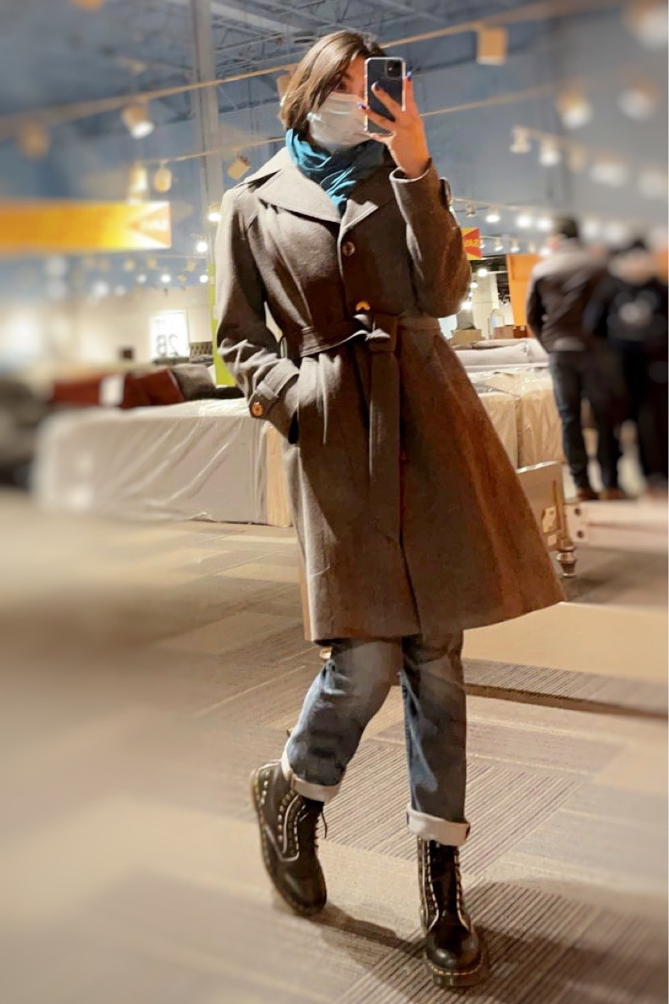 trench coat Michael Kors Dr Martens Doc Martens blue scarf grey black studs shopping cold weather winter tie up felt cotton warm jeans distressed jeans elegant dress it up layers it’s cold outside winter season cuffed buttons 

#LTKGiftGuide #LTKHoliday #LTKSeasonal