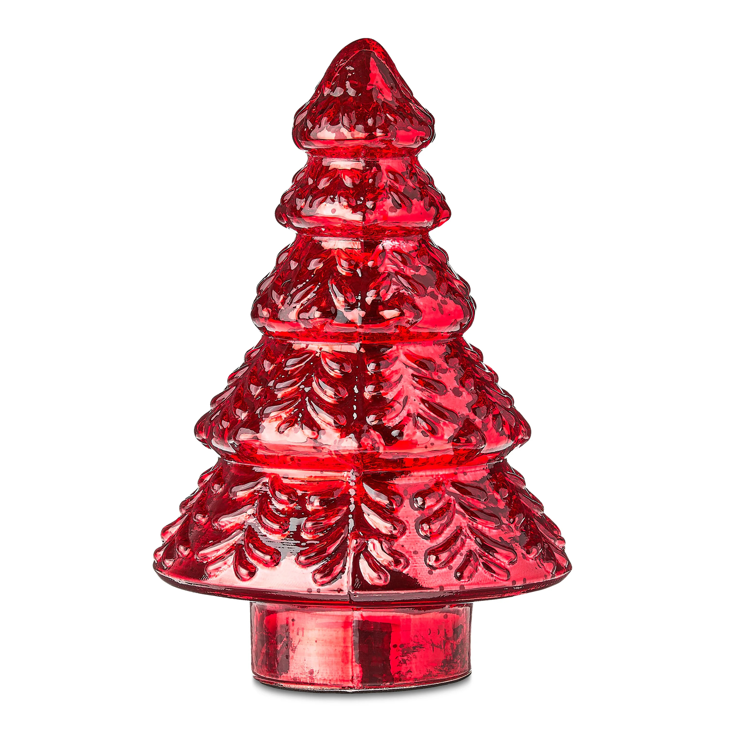Glass Christmas Tree Tabletop Decoration, Red, 7", by Holiday Time | Walmart (US)