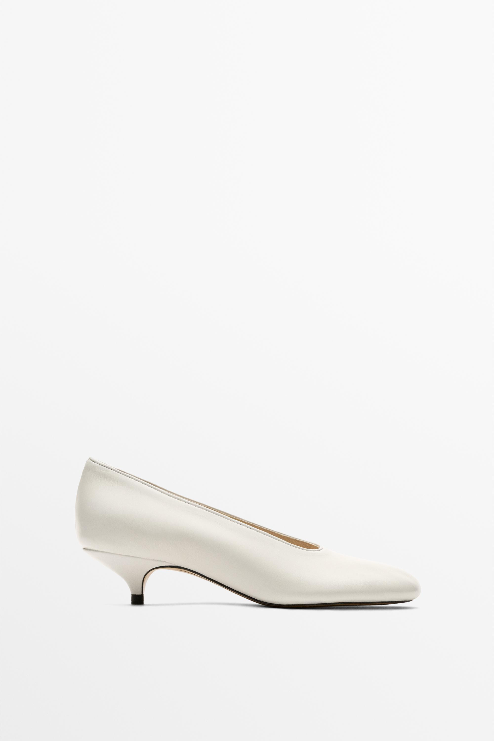 Soft leather heel shoe - WHITE | Massimo Dutti UK