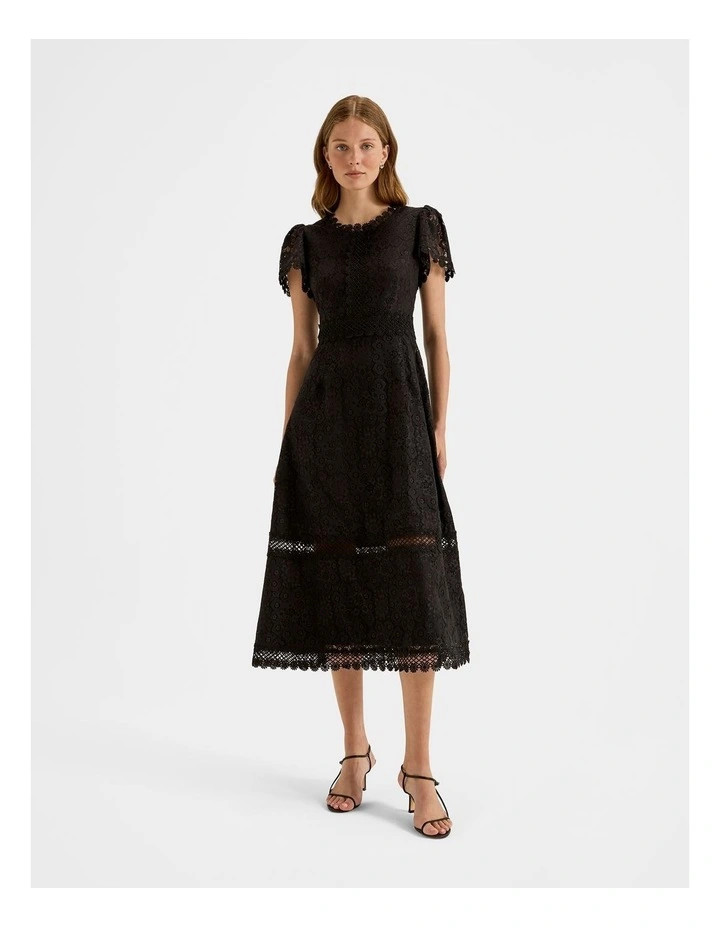 Cosmos Lace Midi Dress in Black | Myer