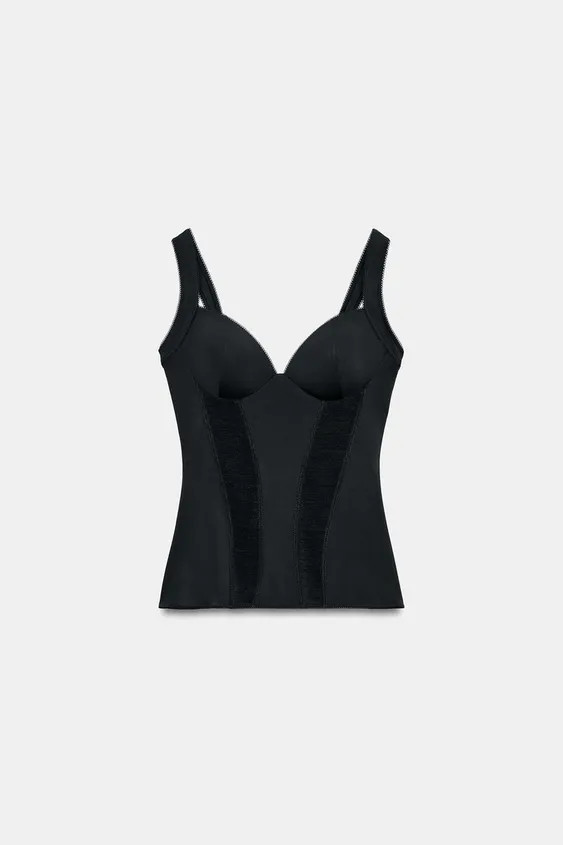 TOP MIT POLYAMID-MATERIALMIX | Zara US