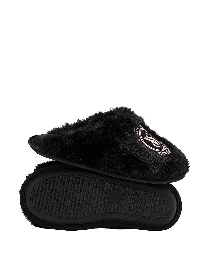 Buy Closed-Toe Faux Fur Slippers, Black - Order Slippers online - Victoria's Secret US | Victoria's Secret (US / CA )