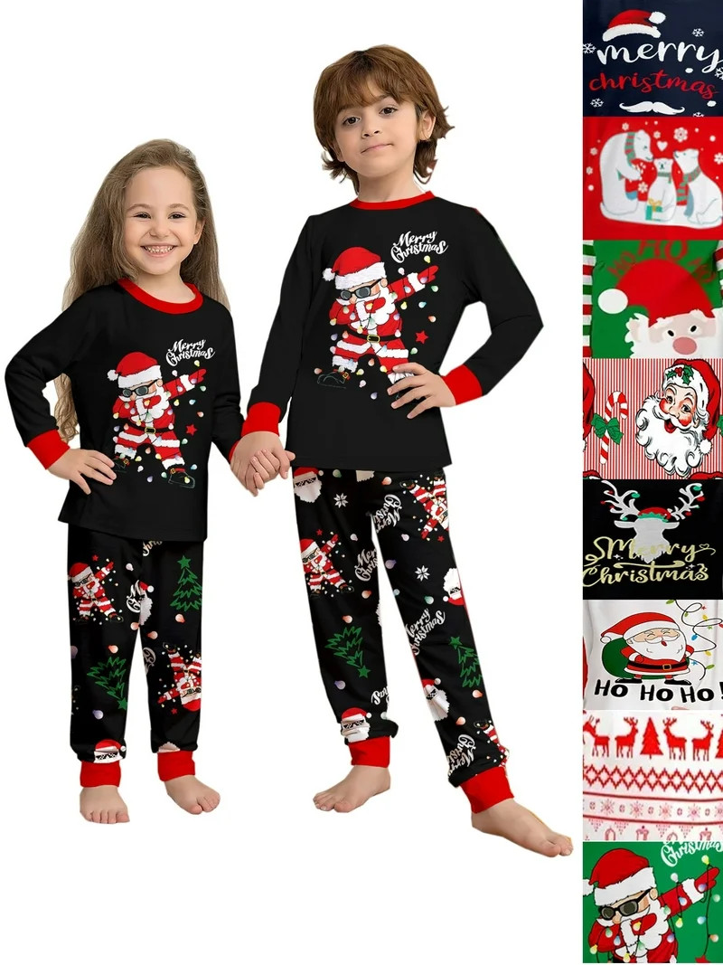 WIBACKER Kids Christmas Santa Claus Pajamas Long Sleeve Holiday Pjs Set Toddler Boys Girls Xmas J... | Walmart (US)