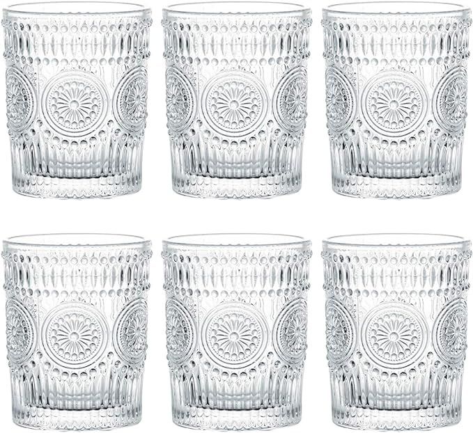 Kingrol 6 Pack 9.5 oz Romantic Water Glasses, Premium Drinking Glasses Tumblers, Vintage Glasswar... | Amazon (US)