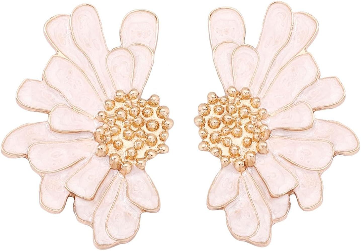 Vintage Flower Earrings Exaggerated Large Floral Earrings Fancy Big White Daisy Flower Earrings S... | Amazon (US)