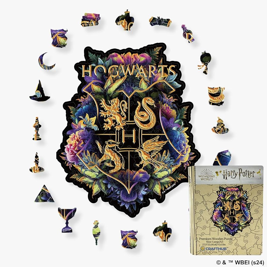 Harry Potter Hogwarts Crest - Fine Oddities Wooden Jigsaw Puzzle, Magical Puzzles for Adults & Ki... | Amazon (US)