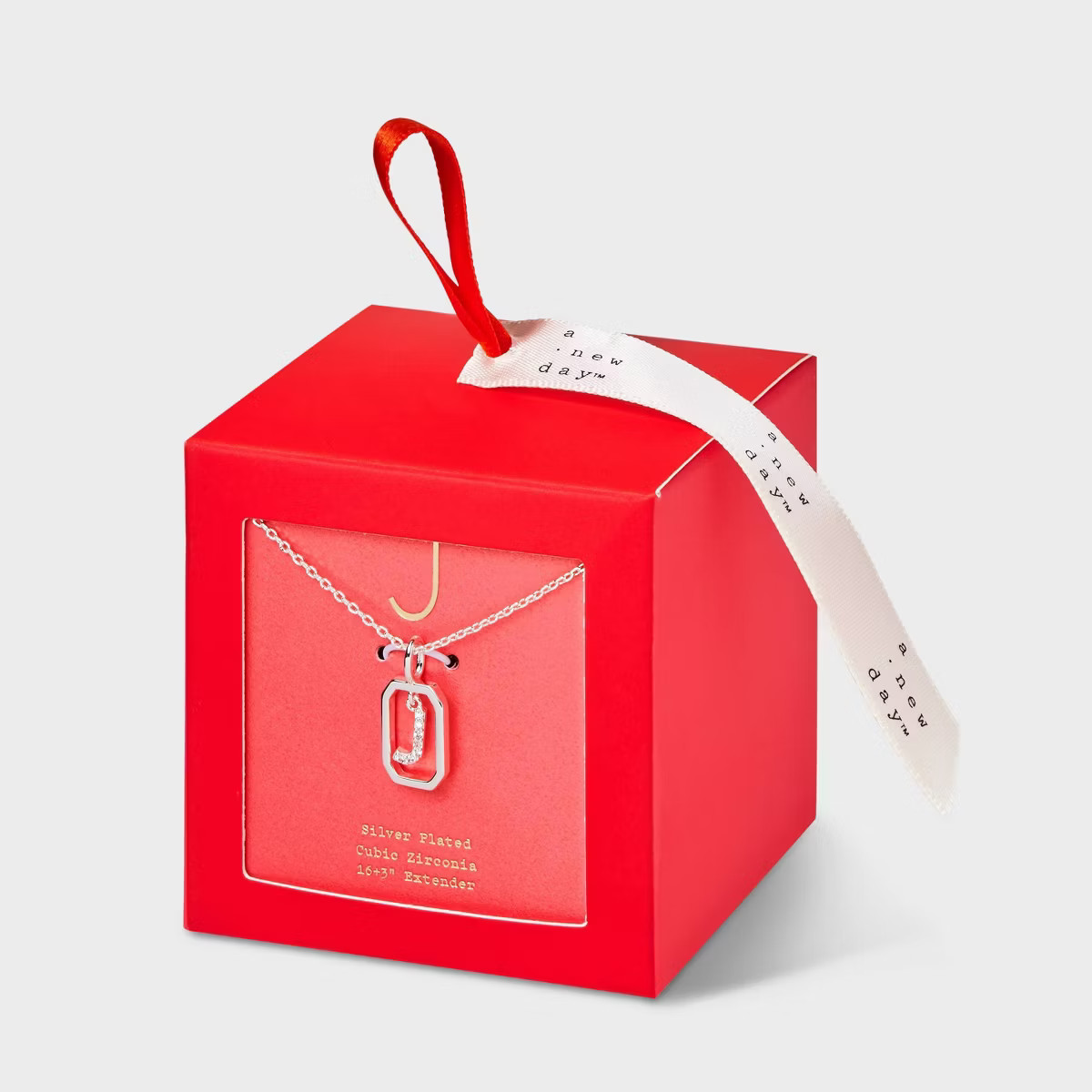 Silver Plated Cubic Zirconia Initial Pendant Necklace - A New Day™ Silver | Target