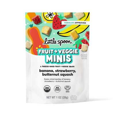 Little Spoon Organic Strawberry, Banana, Butternut Squash Fruit + Veggie Minis Freeze Dried Toddler Snack- 1oz: Bag, Ready to Eat | Target
