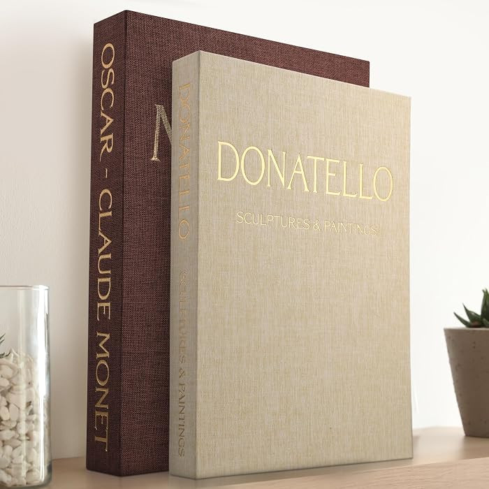 Decorative Books for Home Decor - Set of 2 Faux Books for Decoration with Secure Magnet Closure for Photo Storage and as a Keepsake Box, Coffee Table or Bookshelf Decor (Brown - Beige) | Amazon (US)