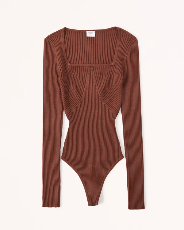 Women's Long-Sleeve Squareneck Sweater Bodysuit | Women's | Abercrombie.com | Abercrombie & Fitch (US)