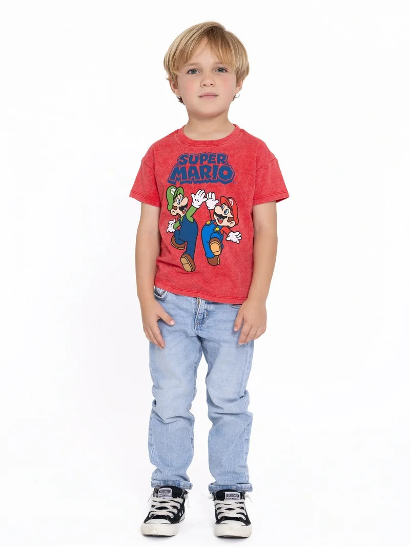 Super Mario Bros. Toddler Short Sleeve Crewneck Tee, Sizes 12M-5T | Walmart (US)