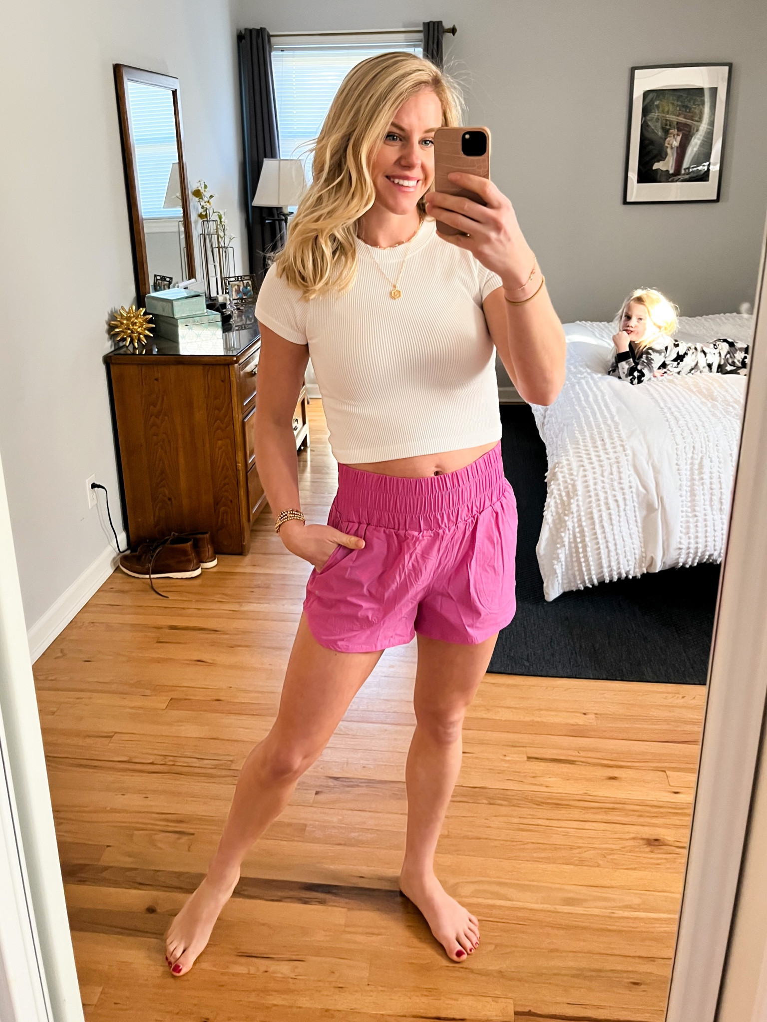 The best shorts! Love these for everyday mom life and working out! Wearing size small in both the top and the bottoms! This cropped tee is nice and comfy and I love it with these high waisted shorts  

#LTKSeasonal #LTKfit #LTKunder50
