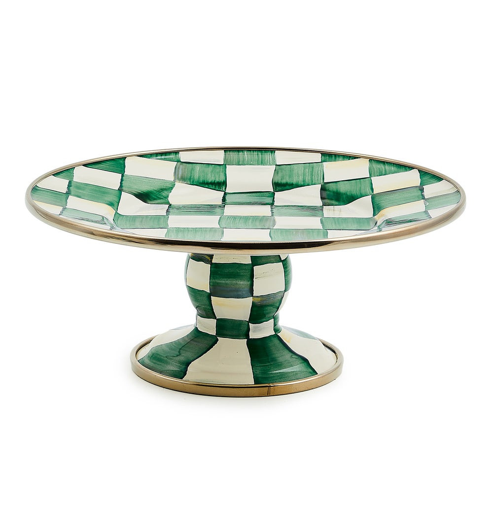 Emerald Check Mini Pedestal Platter | MacKenzie-Childs