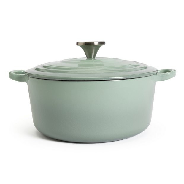 Habitat 3.3 Litre Cast Iron Casserole Dish - Green | Habitat UK