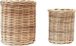 Creative Co-Op Hand-Woven Wicker Container, Natural, Set of 2 Basket, 2 | Amazon (US)