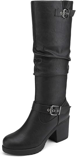 DREAM PAIRS Women's Chunky Heel Knee High Boots | Amazon (US)
