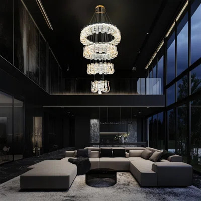 Luxury 4-tier Crystal Led Chandelier – Modern Dimmable Ceiling Light With Remote Control For High Ceilings | Wayfair North America