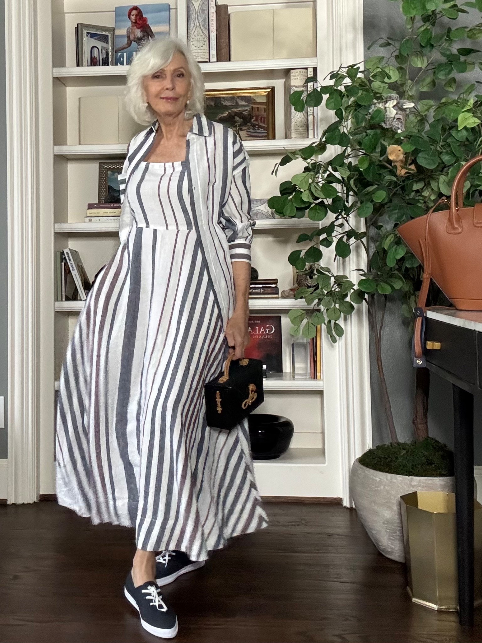 I love a matching blouse to dress like this in the summer. I am always covering my arms and this is duo turned out to be fantastic. Kids sneakers in a brand New silhouette finish out this casual chic look.

#LTKOver40 #LTKxMadewell #LTKStyleTip