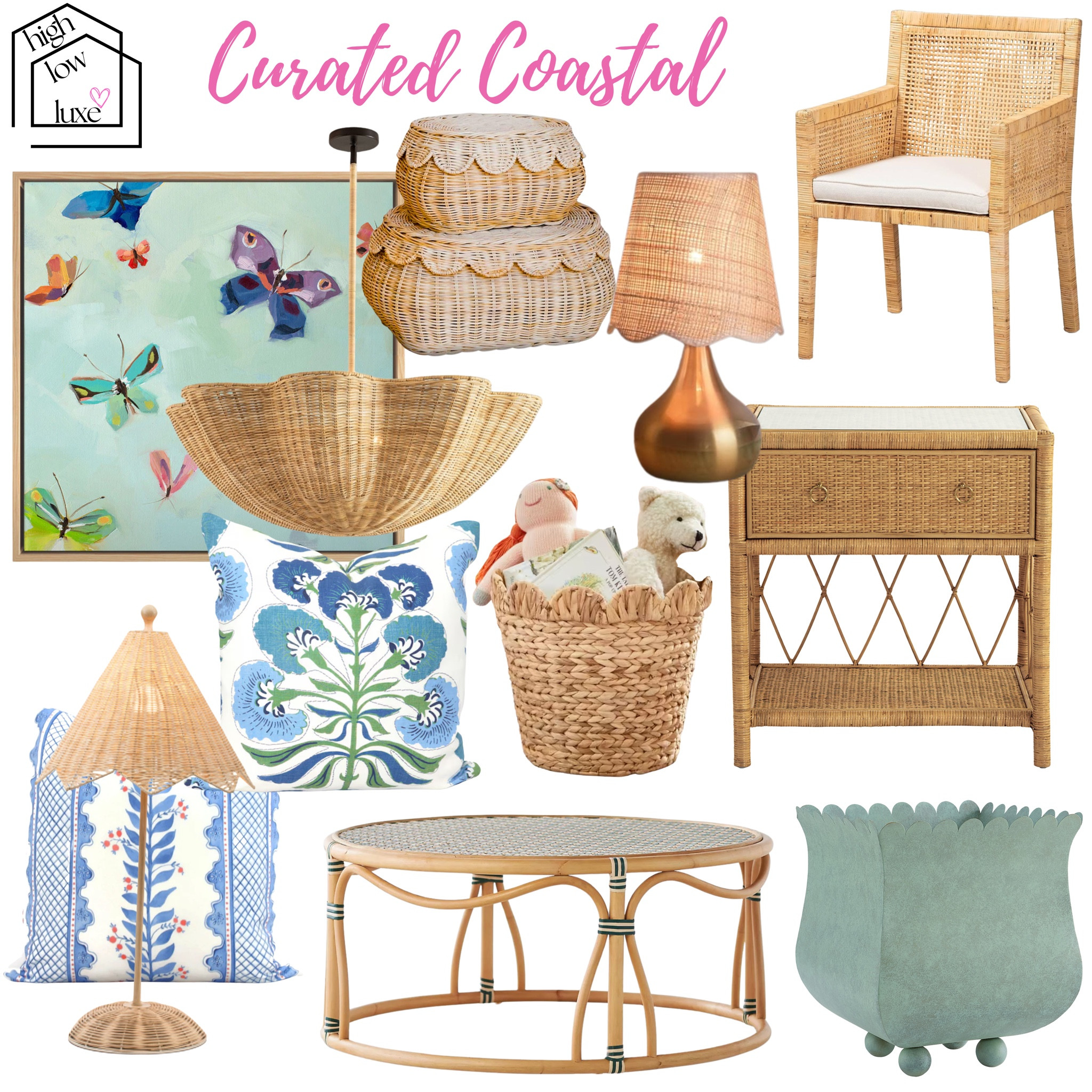 Coastal vibes 
Rattan 
Colorful pillows 

#LTKHome