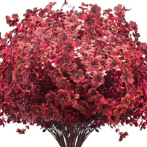 Grunyia 16 Bundles Artificial Boxwood Flowers Outdoor UV Resistant, 13.5" Fall Faux Greenery for ... | Amazon (US)