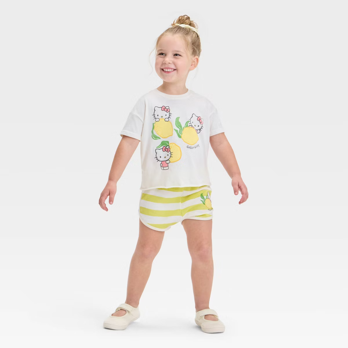 Grayson Mini Hello Kitty Toddler Girls' 2pc Lemon T-Shirt & Shorts Set - Yellow/White | Target