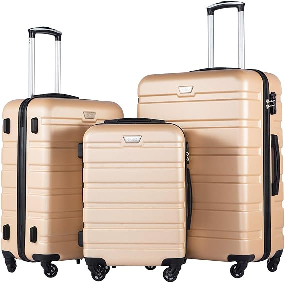 Coolife Luggage 3 Piece Set Suitcase Spinner Hardshell Lightweight TSA Lock 4 Piece Set | Amazon (US)