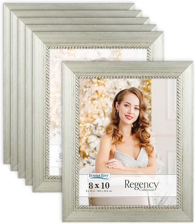 Icona Bay 8x10 Picture Frames (Silver, 6 Pack), Baroque Style Photo Frames 8 x 10, Wall Mount or ... | Amazon (US)