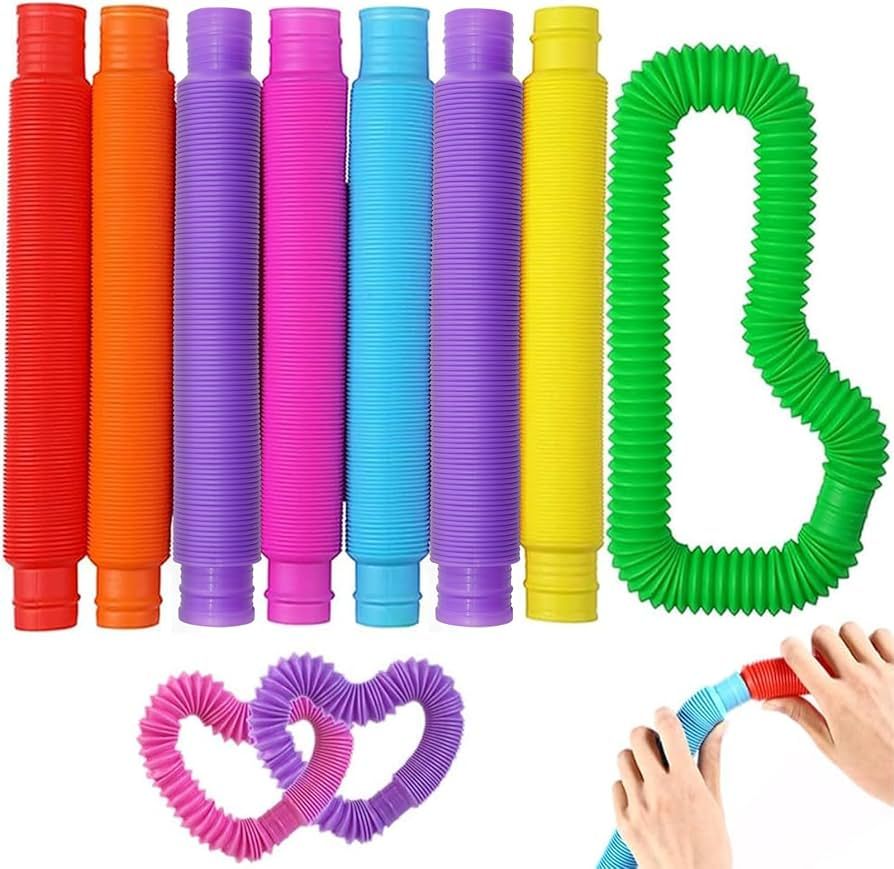 Vanblue Large 8 Pcs Pop Tubes Fidget Toys Sensory Fidget Tubes Toys Autism Summer Party Favors fo... | Amazon (US)