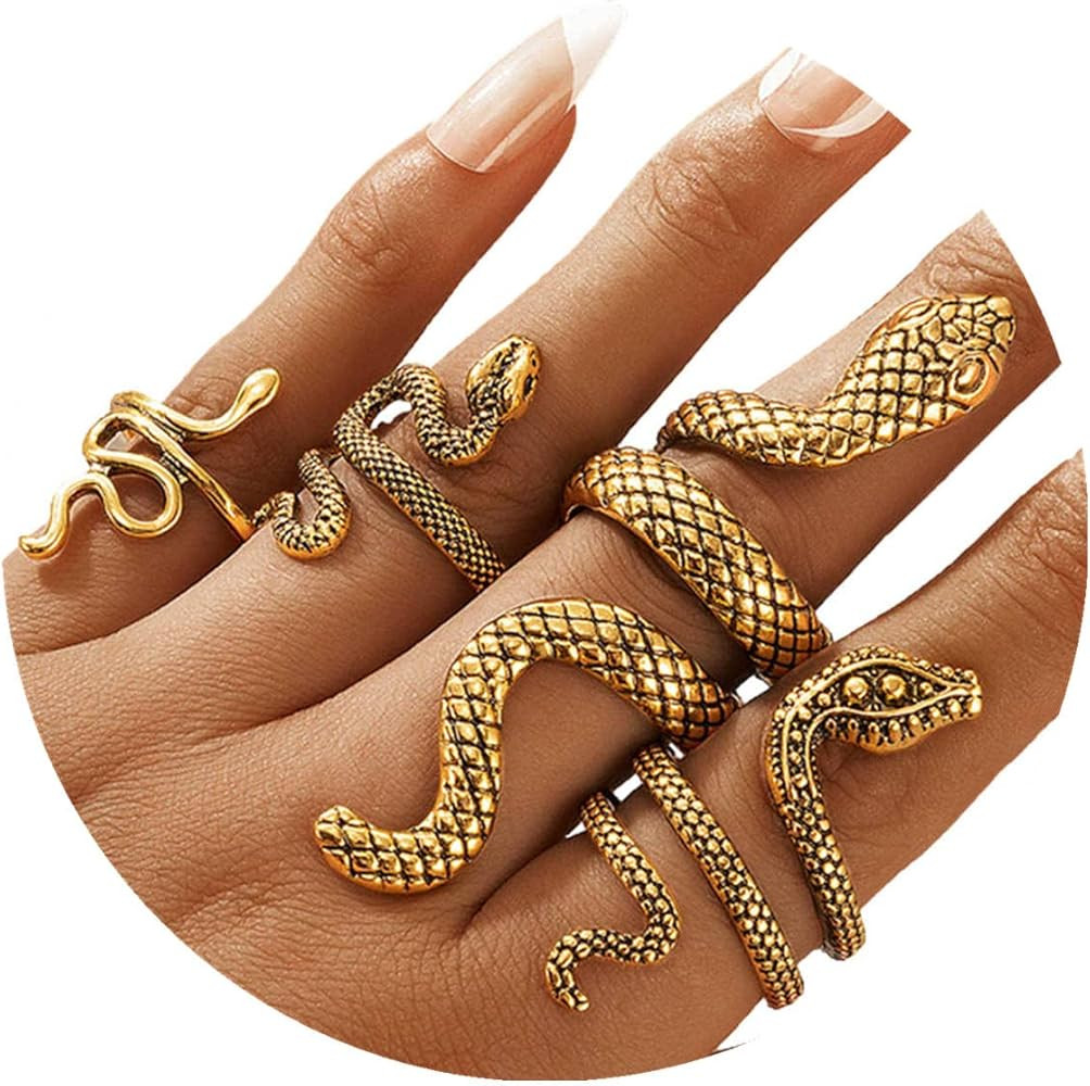 NNIOV Snake Octopus Rings, Simple Stacking Rings, Boho Knuckle Ring Set, Stackable Midi Cuff Rin... | Amazon (US)